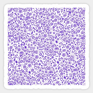 Doodles in Purple on White Sticker